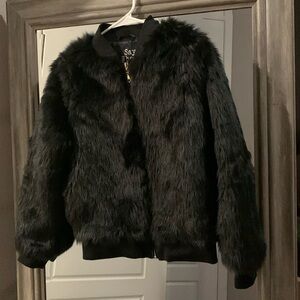 Black faux fur jacket